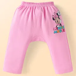 Babyhug Disney Interlock Knit Full Length Diaper Leggings With Minnie Mouse Graphic - Pack of 3 - White Pink & Blue image 4