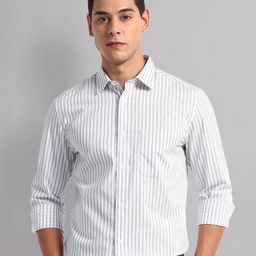 AD By Arvind Men Spread Collar Vertical Striped Cotton Casual Shirt-picture-3