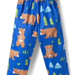 Babyhug Cotton Woven Full Sleeves Night Suit With Animal Print - Navy Blue image 5