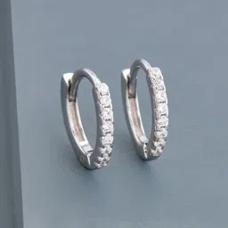 Kushal's Fashion Jewellery 92.5 Sterling Silver Rhodium-Plated Hoop Earrings-picture-33