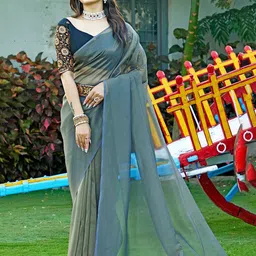K 5 Fashion Embellished Organza Saree-picture-33