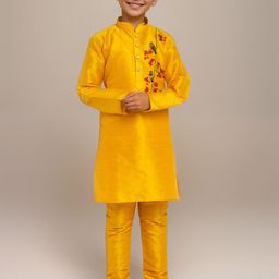 DEVOILER Boys Regular Dupion Silk Kurta with Churidar-picture-33