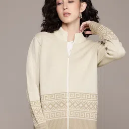 The Roadster Lifestyle Co. Geometric Woven Designed Acrylic Cardigan-image-25