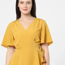 Vero Moda Gold-Toned Solid Wrap Style Top-picture-32
