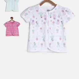 MINI KLUB Girls Pack of 3 Printed Round Neck Pure Cotton T-shirts-picture-12