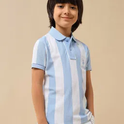 U.S. Polo Assn. Kids Boys Striped Polo Collar Pure Cotton T-shirt image 2
