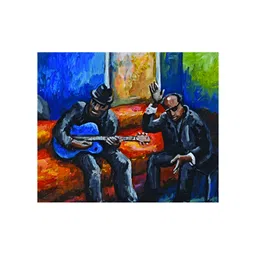 Inephos Music Connecting People Blue & Red Canvas Painting Wall Art-picture-29