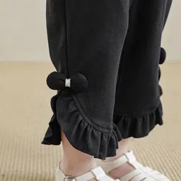 LULU & SKY Girls Solid Straight Fit Mid-Rise Frills Bows and Ruffles Flat-Front Trousers image 2