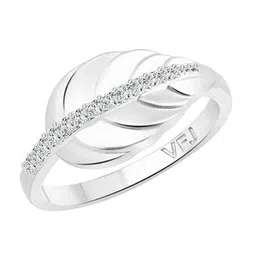 Vighnaharta Rhodium-Plated CZ-Studded Gorgeous Leaf Finger Ring-picture-12