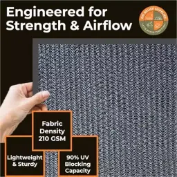 DDRS Heavy Duty Mesh Shade Tarp (Tripal) ‎Black 210 GSM 6.40 x 4.57 m (‎21x15 ft), XG-FV0P-6HOY_DDRS image 4