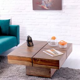 Ikiriya Coffee Brown Wood Contemporary Teak Finish Square Coffee Table-picture-21