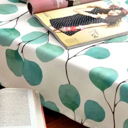 LUSHLYF White Floral Cotton 4-Seater Eucalyptus Serenity Tablecloth image 2