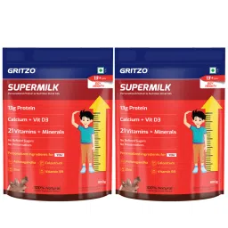 Gritzo Supermilk Height+ (13+Y Boys) Protein Powder Pack Of 2 - Double Chocolate image 1