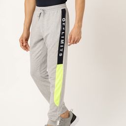 OFF LIMITS Men Grey Melange Slim Fit Printed Detail Joggers-picture-48