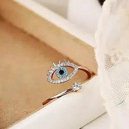 Lovemi Movements Unisex Stainless Steel Rose Gold-Plated Crystals Studded Finger Ring image 5