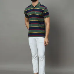 UNIBERRY Men Striped Polo Collar T-shirt image 2