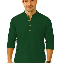 Yugnik Band Collar Long Sleeve Straight Kurta-image-15