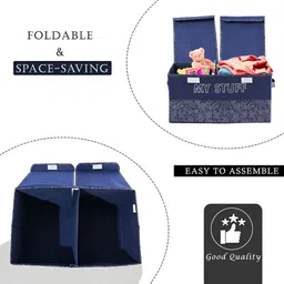 Aura Navy Blue & White 2 Pieces Printed Double Lid Large 2 Compartments Wardrobe Organizer image 4