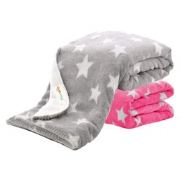 OYO BABY New Born Baby Blankets All Season Fluffy 2 Layered AC Wrapping Blanket  Pink and Grey Star Printed Pack of 2-picture-20