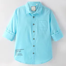 INFINITY Cotton Woven Full Sleeves Little Details Printed Shirt - Sky Blue-picture-28