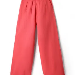 kookie kids india Kookie Kids Cotton Woven Full Length Pleated Wide Leg Lounge Pant With Pockets - Pink-picture-36