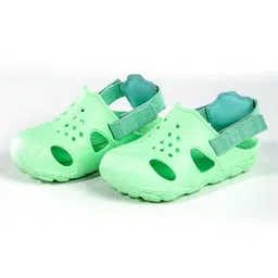 Elves the Shoemakers Perforated Velcro Closure Solid Clogs - Green-picture-16