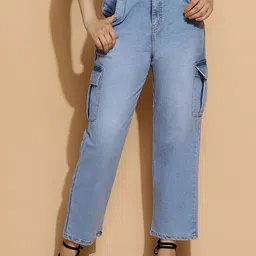 Kotty Women Straight Fit High-Rise Stretchable Cargo Styles Jeans-picture-43