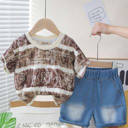 INCLUD Boys Stripes Short Sleeves T-Shirt With Denim Shorts-picture-6