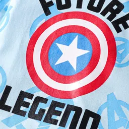 Babyhug Marvel Interlock Knit Full Sleeves Avenger Printed Front Open Romper - Light Blue image 3