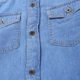 Kiddopanti Denim Woven Full Sleeves Mild Washed Shirt - Light Blue image 4