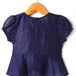 Babyhug Woven Half Sleeves Choli Lehenga Set & Dupatta With Sequin Floral Embroidery & Lace Detailing - Red image 4