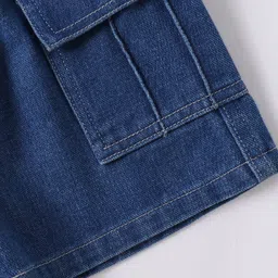 Mark & Mia Denim Solid Color Washed Shorts with Cargo Pocket - Navy Blue image 5