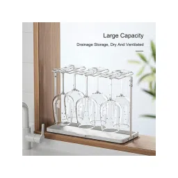 ARHAT ORGANIZERS Wine Glass Holder with Tray White image 1