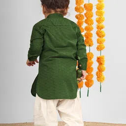 Polka Tots Kids Shirt Collar Long Sleeves Kurta with Pyjamas image 5