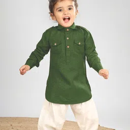 Polka Tots Kids Shirt Collar Long Sleeves Kurta with Pyjamas image 2