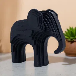 Golden Peacock Black Modern Geometric Elephant Showpiece-picture-18