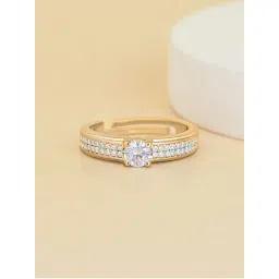 Ornate Jewels 925 Silver 18K Gold Plated 1 Carat American Diamond Adjustable Ring for Women & Girls-picture-13