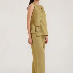 B77 Women Embroidered Smart Easy Wash Trousers-image-4