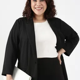 The Pink Moon Single-Breasted Black Scuba Crepe Formal Blazer image 4