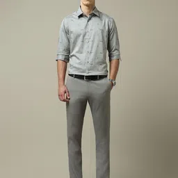 Arrow Tailored Fit Windowpane Checked Long Sleeves Cotton Formal Shirt image 2