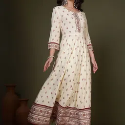anouk rustic Anouk Women Ethnic Motifs Printed Regular Kurta with Trousers & With Dupatta-picture-1