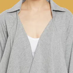 Hypernation Shirt Collar Longline Open Front Shrug image 3