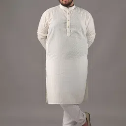 SOJANYA PLUS Size Embroidered Chikankari Band Collar Pure Cotton Straight Kurta-picture-35