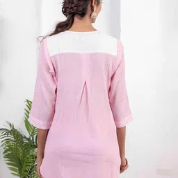 INAAYA JAIPUR Embroidered Pure Cotton Tunic With Trousers Co-Ords image 3