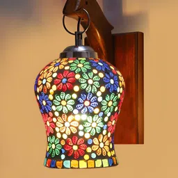 Devansh White & Black Textured Wooden Glass Bell Shaped Shaped Wall Lamp image 4