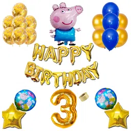 Shopperskart Peppa Pig Theme Third Birthday Balloons Decoration Combo Kit  Multicolor - Pack of 50-picture-40