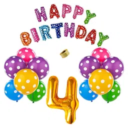 Shopperskart 4th Birthday Balloon Decor Kit Multicolor - Pack of 45-picture-25