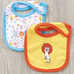 Babyhug Cotton Bib With Velcro Pack of 2 Lion Print - Blue-picture-23