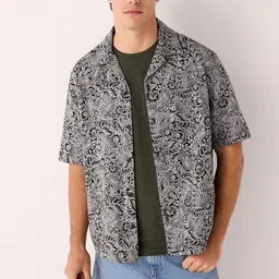 NEXT Paisley Jacquard Printed Pure Cotton Relaxed Fit Casual Shirt-picture-28
