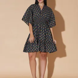 MOSHI Floral Print Kimono Sleeve Empire Dress-image-3